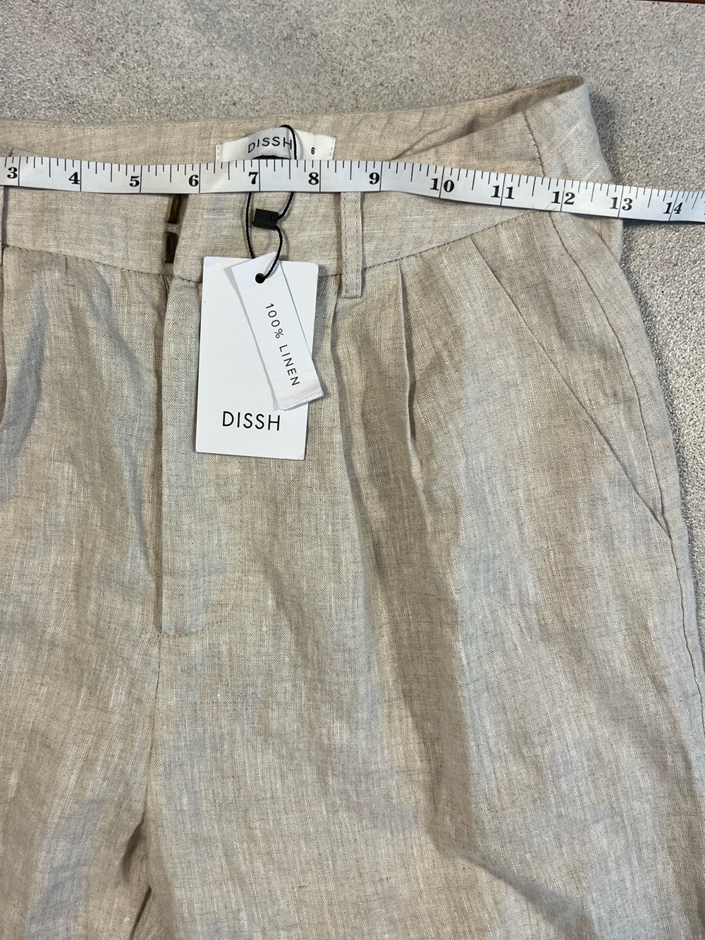 NWT DISSH Oatmeal Linen Pleated Wide Leg Trouser Resort Coastal Pants Size XS - Picture 11 of 13